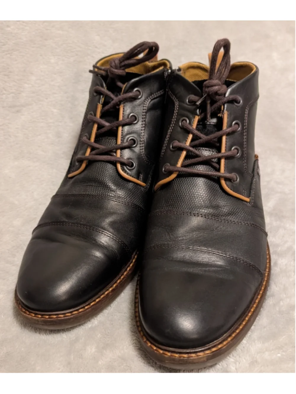 Aldo Leather Chukka Boots Black and Brown Zip Lace-Up US Men's Size 9.5 B288